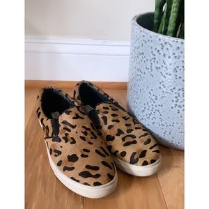 Steve Madden Calf Hair Leopard Slip On Sneaker